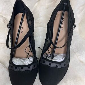 Torrid Black Platform Wedge with Ankle Strap and Mesh Overlay #31